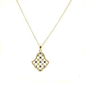 14K Yellow Gold, Diamond, and Sapphire Pendant with a 14K Yellow Gold 18" Chain